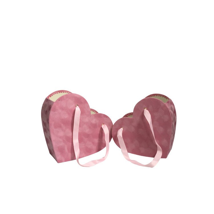 Velvet Heart Flower Box with Ribbon Handle - Elegant Supply