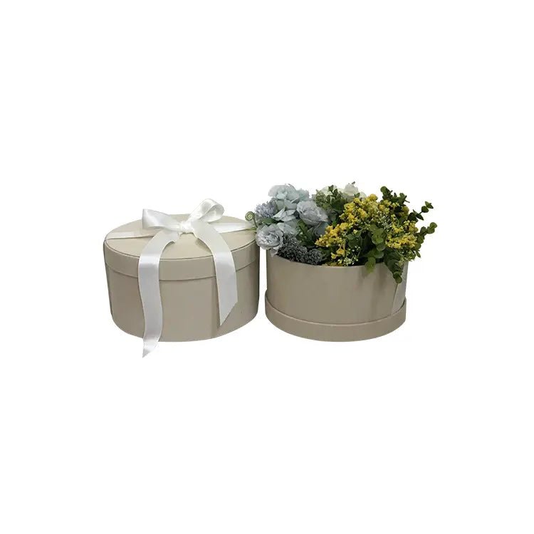 Velvet Round Flower Gift Box with Ribbon - Elegant Supply