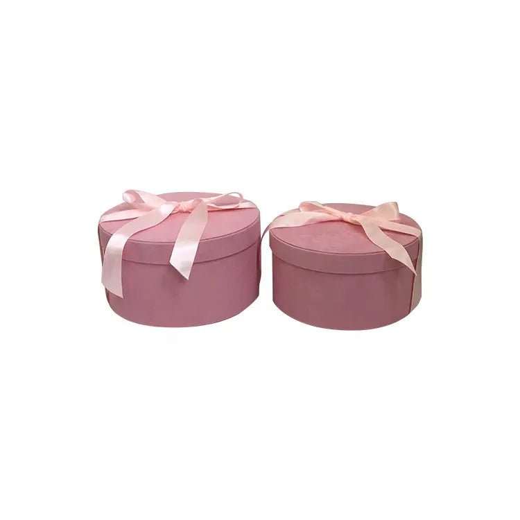 Velvet Round Flower Gift Box with Ribbon - Elegant Supply
