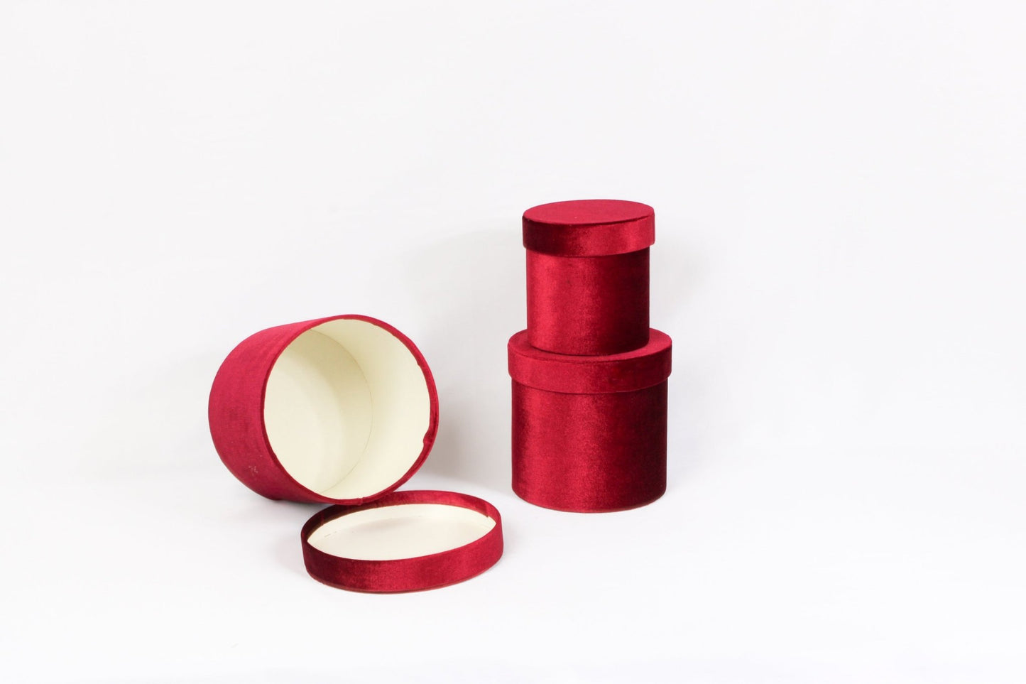 Velvet Round Flower Hat Box with Lid - Elegant Supply