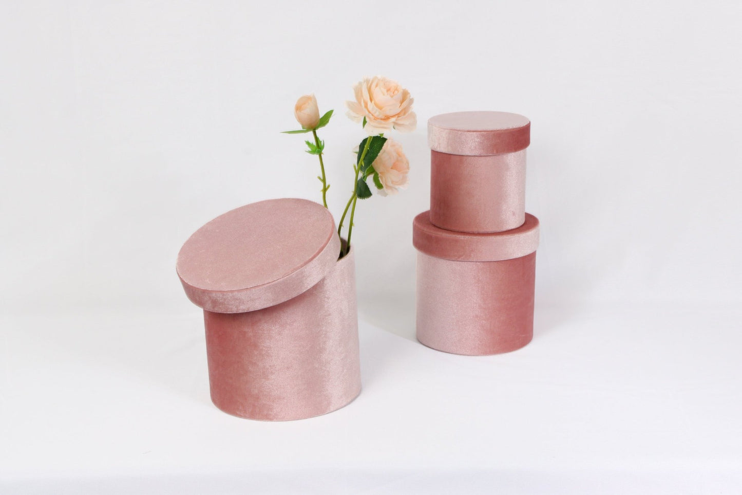 Velvet Round Flower Hat Box with Lid - Elegant Supply