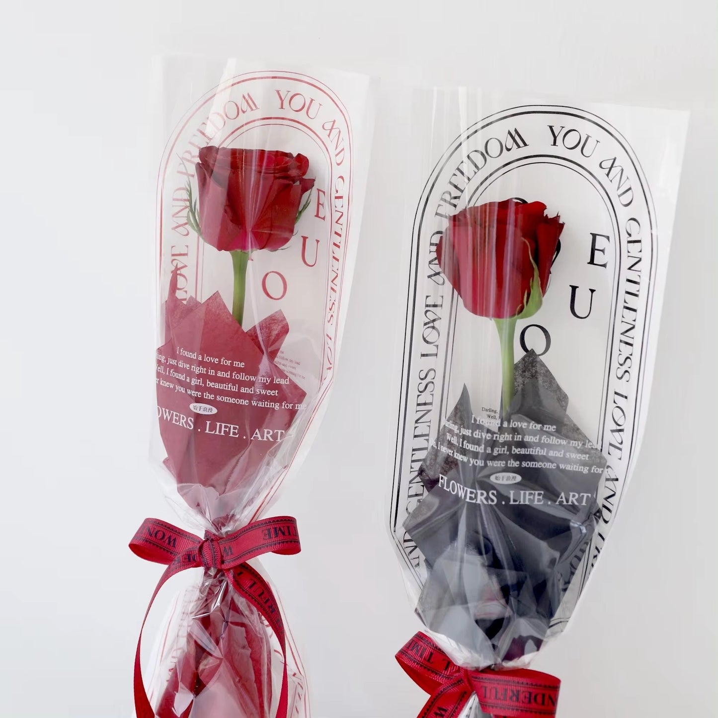 Vintage Single Flower Plastic Sleeve For Flower Wrapping (20pcs/bag) - Elegant Supply