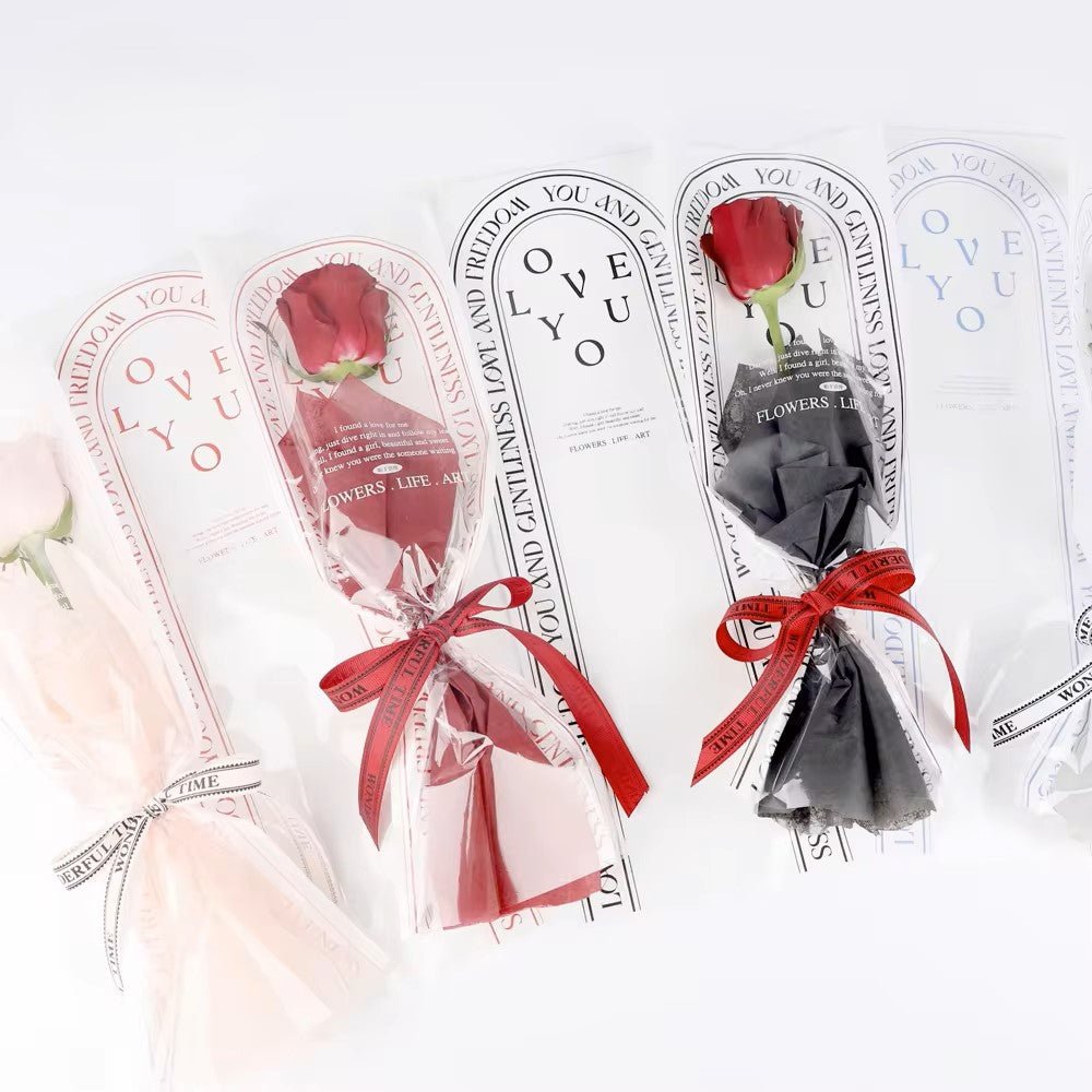 Vintage Single Flower Plastic Sleeve For Flower Wrapping (20pcs/bag) - Elegant Supply