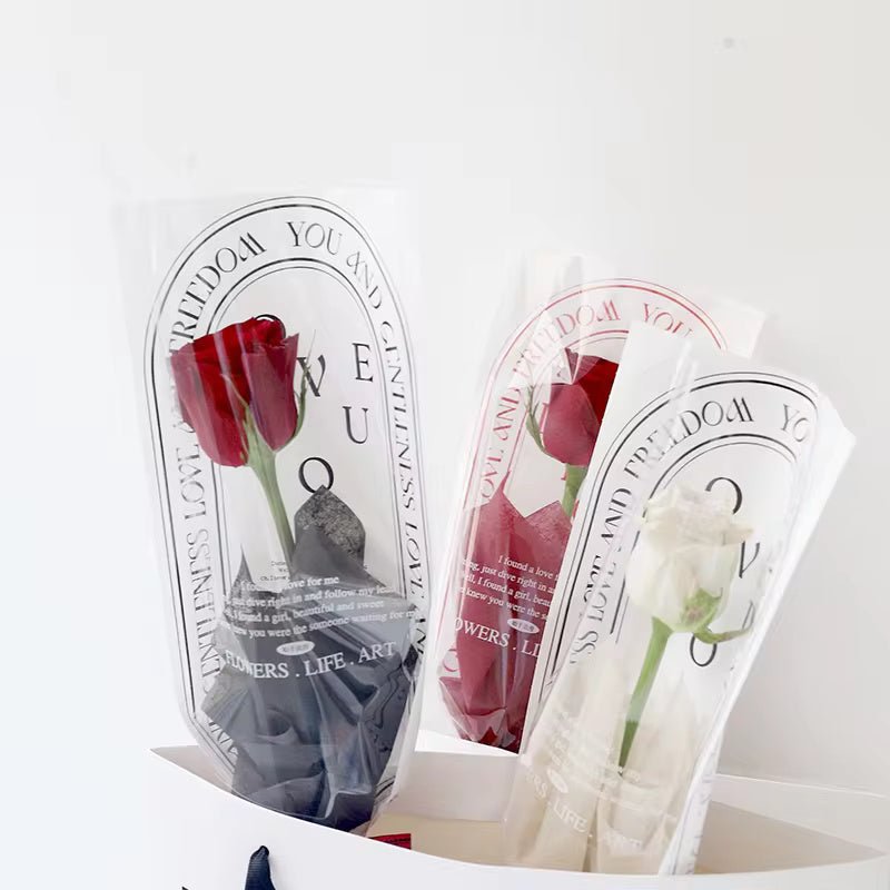 Vintage Single Flower Plastic Sleeve For Flower Wrapping (20pcs/bag) - Elegant Supply