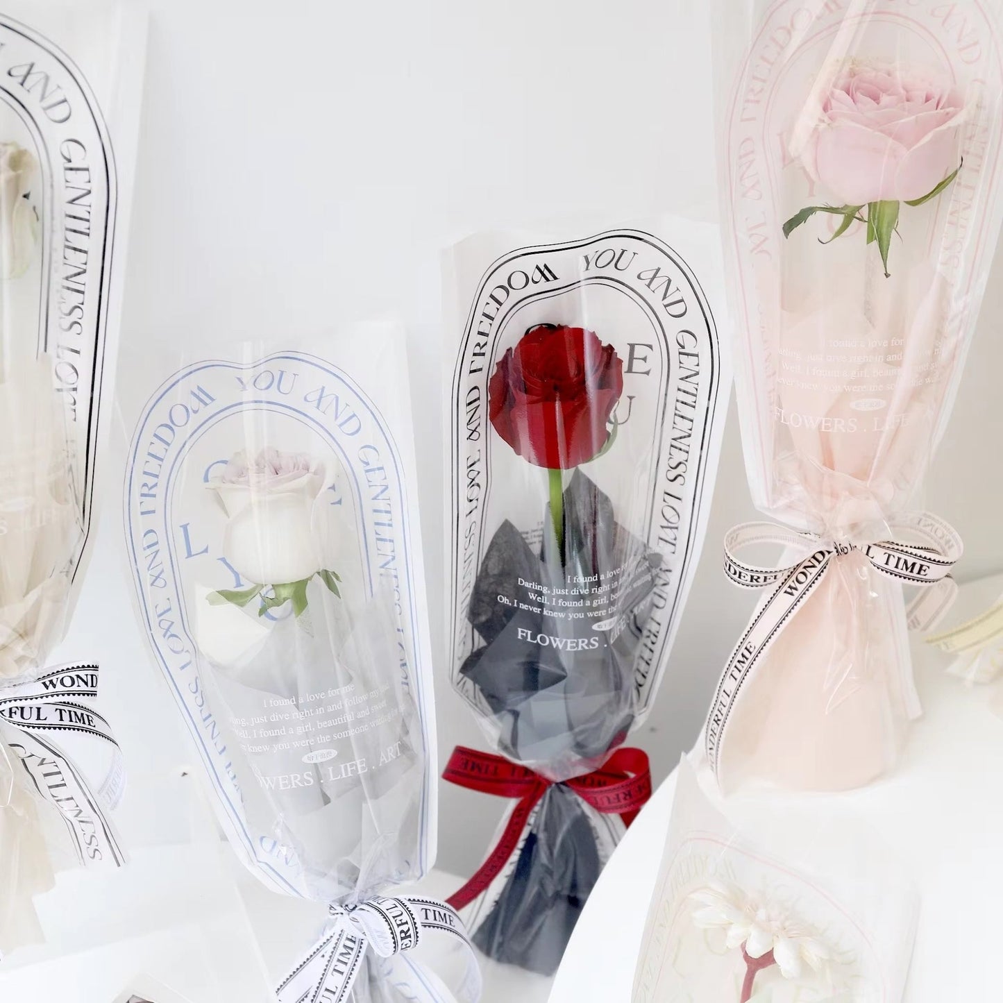 Vintage Single Flower Plastic Sleeve For Flower Wrapping (20pcs/bag) - Elegant Supply