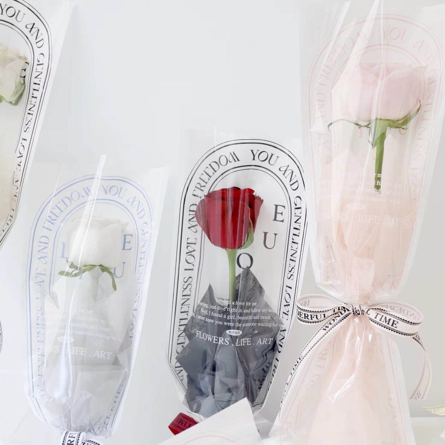 Vintage Single Flower Plastic Sleeve For Flower Wrapping (20pcs/bag) - Elegant Supply