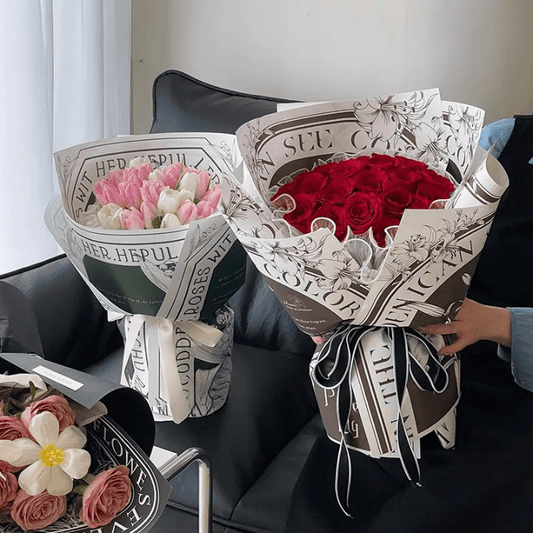 Vintage Style Flower Wrapping Paper (10 sheets/bag) - Elegant Supply