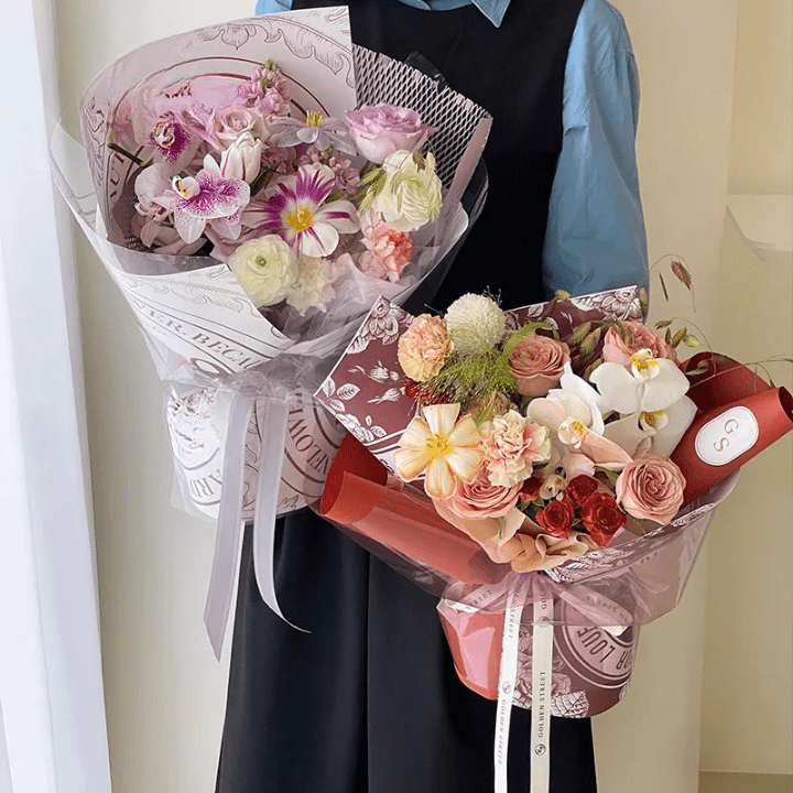 Vintage Style Flower Wrapping Paper (10 sheets/bag) - Elegant Supply