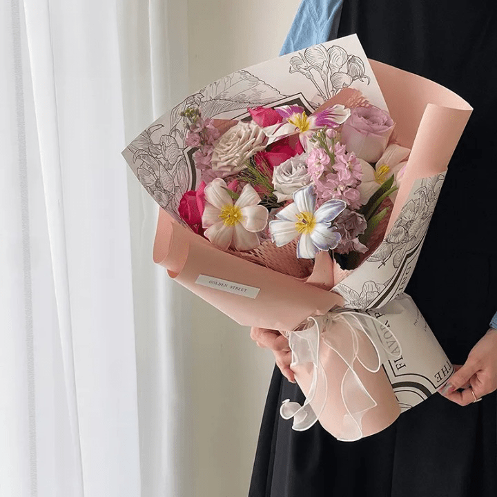 Vintage Style Flower Wrapping Paper (10 sheets/bag) - Elegant Supply