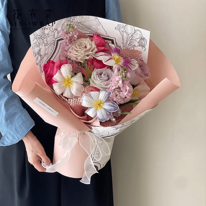 Vintage Style Flower Wrapping Paper (10 sheets/bag) - Elegant Supply