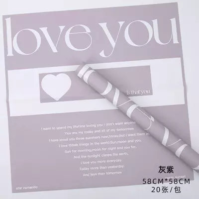 "Love You" Flower Wrapping Paper