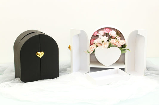 Arch Shaped with Heart Insert and Drawer Flower Gift Box