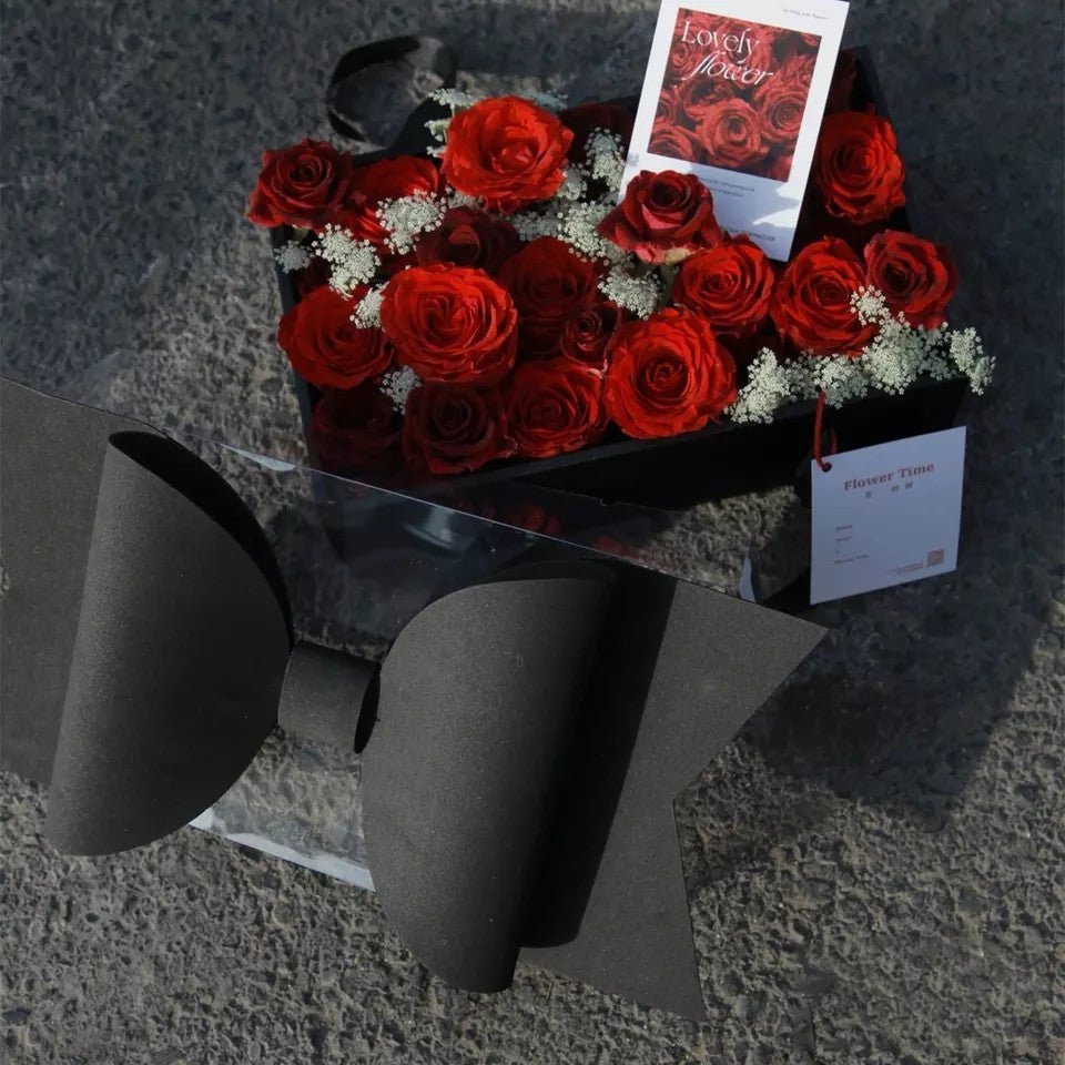 Big Bow Rectangle Flower Box with Clear Lid (Set of 2) - Elegant Supply