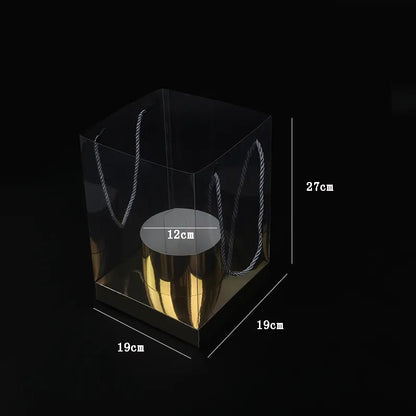 Clear Gold PVC Flower Gift Bag - Elegant Supply