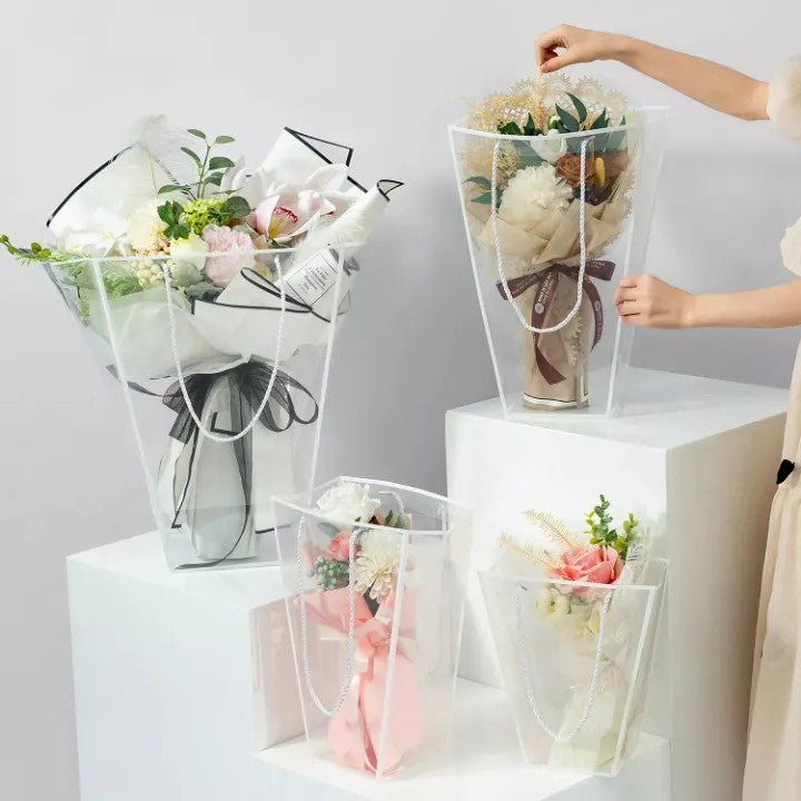 Clear PVC Trapezoid Flower Bag - Elegant Supply
