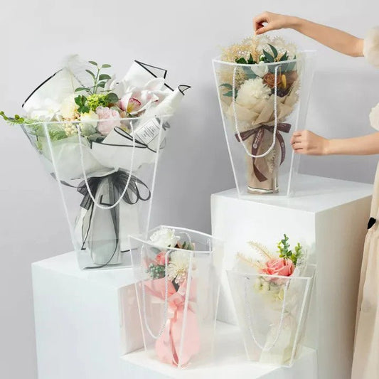Clear PVC Trapezoid Flower Bag - Elegant Supply