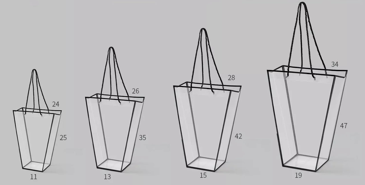 Clear PVC Trapezoid Flower Bag - Elegant Supply