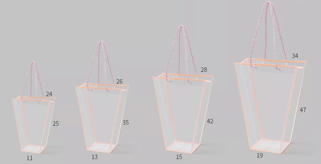 Clear PVC Trapezoid Flower Bag - Elegant Supply