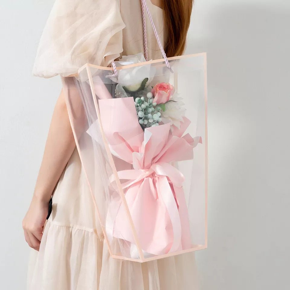 Clear PVC Trapezoid Flower Bag - Elegant Supply