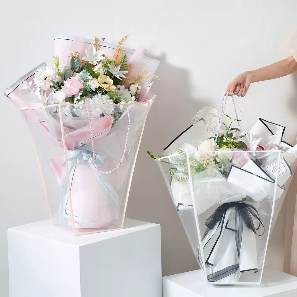 Clear PVC Trapezoid Flower Bag - Elegant Supply