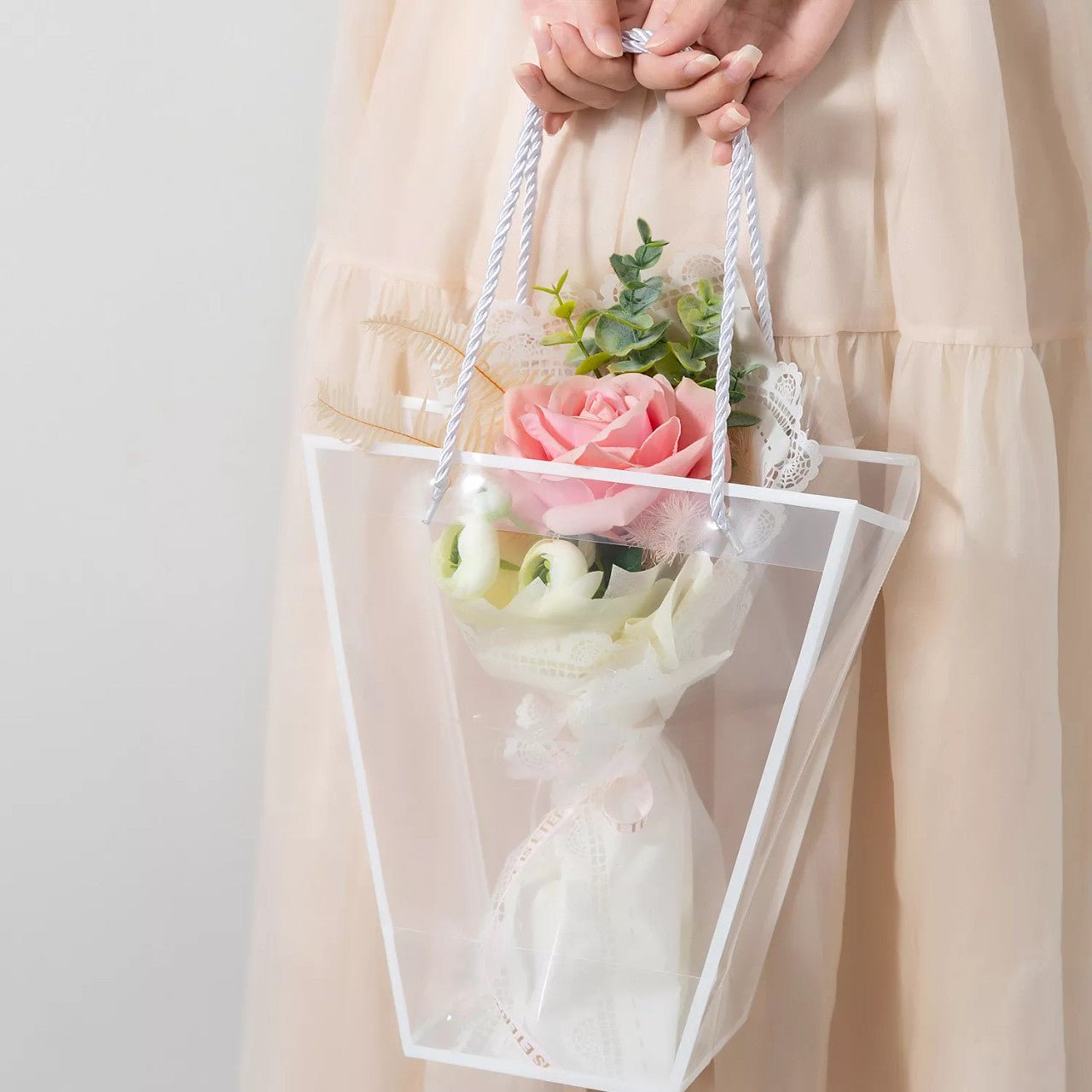 Clear PVC Trapezoid Flower Bag - Elegant Supply