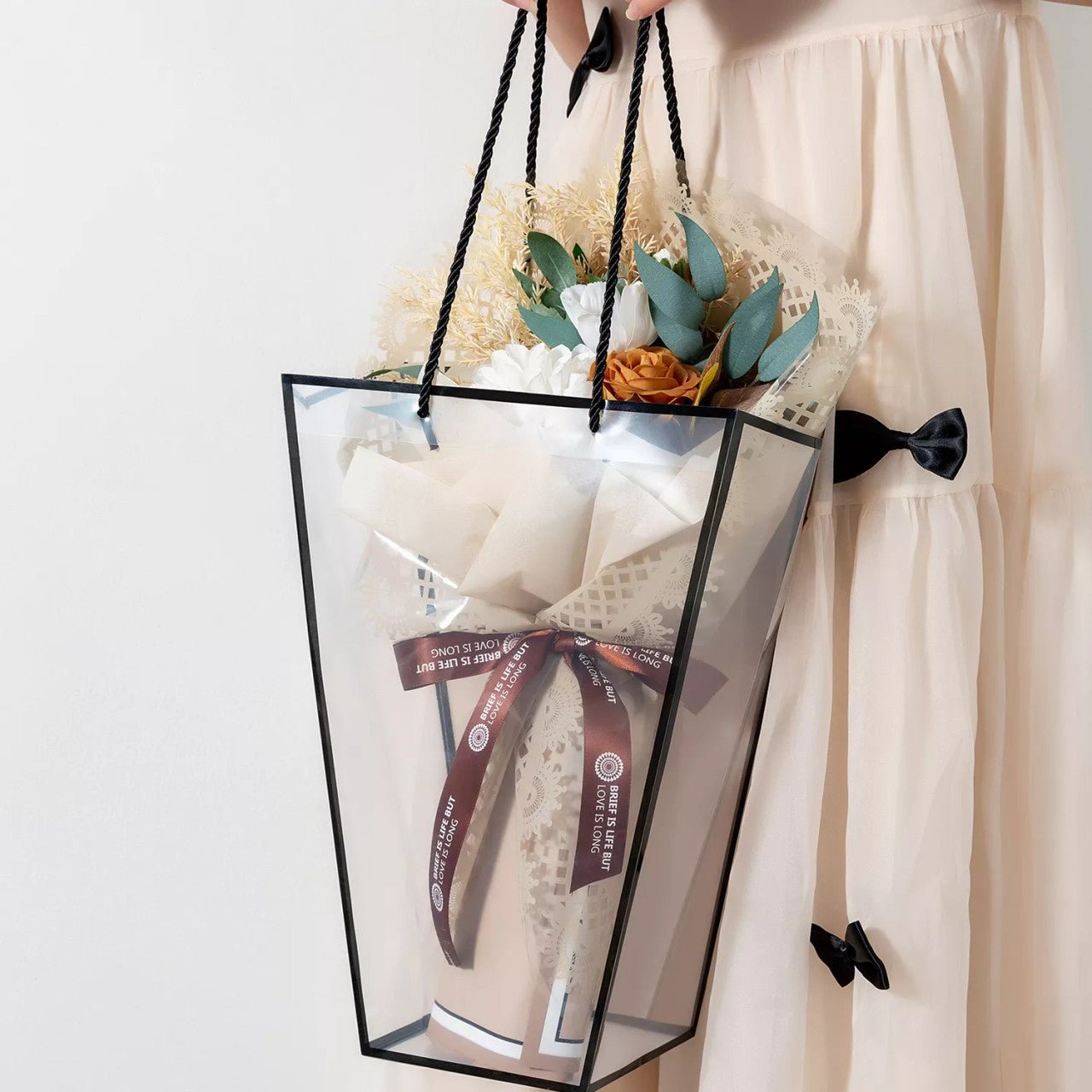 Clear PVC Trapezoid Flower Bag - Elegant Supply