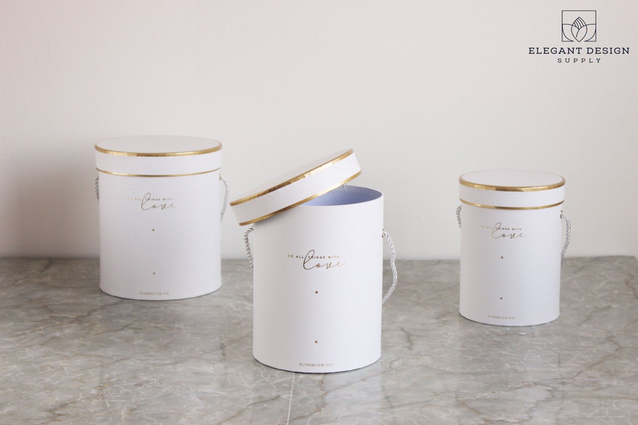 Do all things with Love Round Hat Flower Box - Elegant Supply