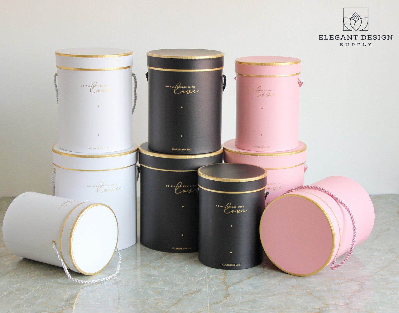 Do all things with Love Round Hat Flower Box - Elegant Supply