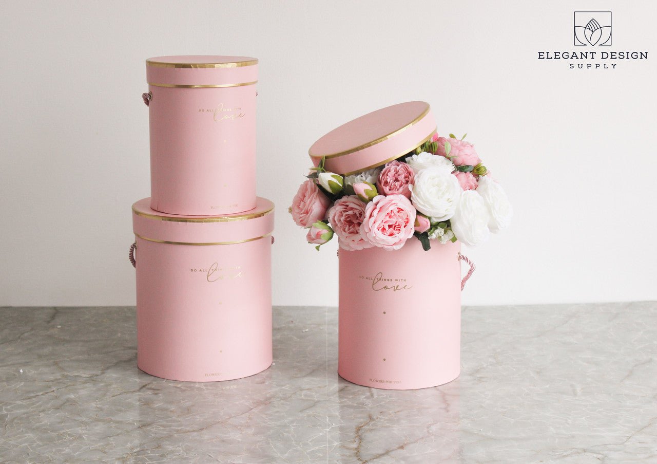 Do all things with Love Round Hat Flower Box - Elegant Supply