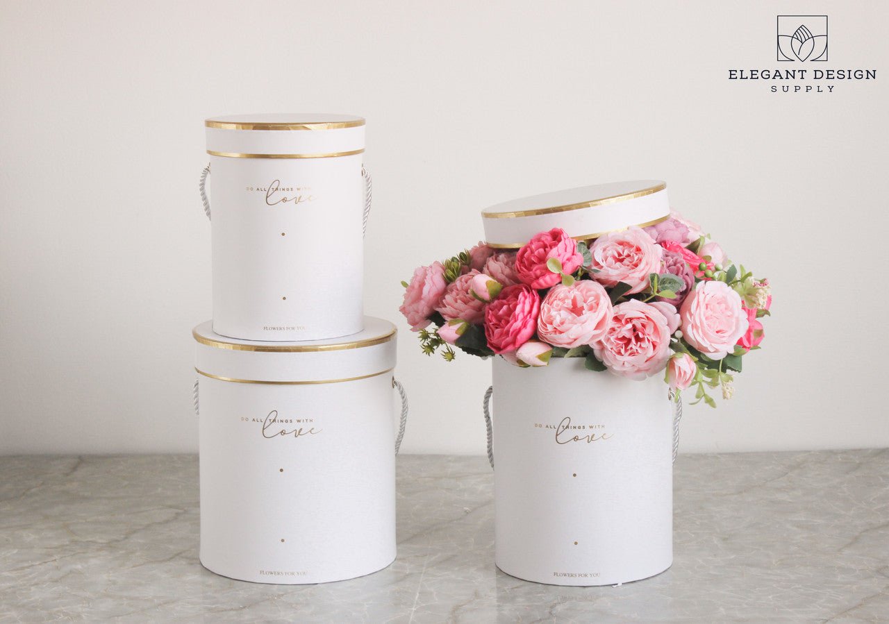Do all things with Love Round Hat Flower Box - Elegant Supply