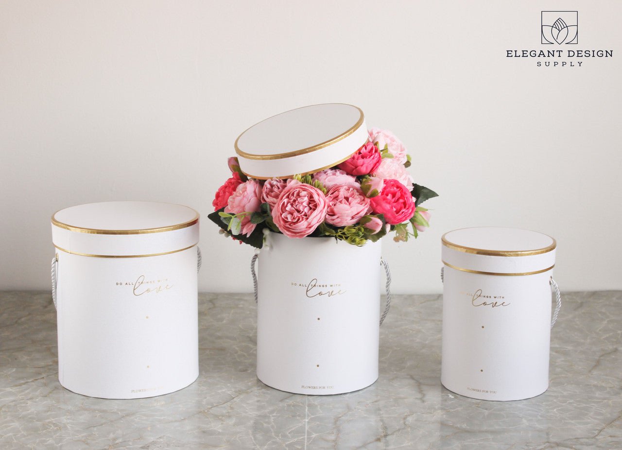Do all things with Love Round Hat Flower Box - Elegant Supply