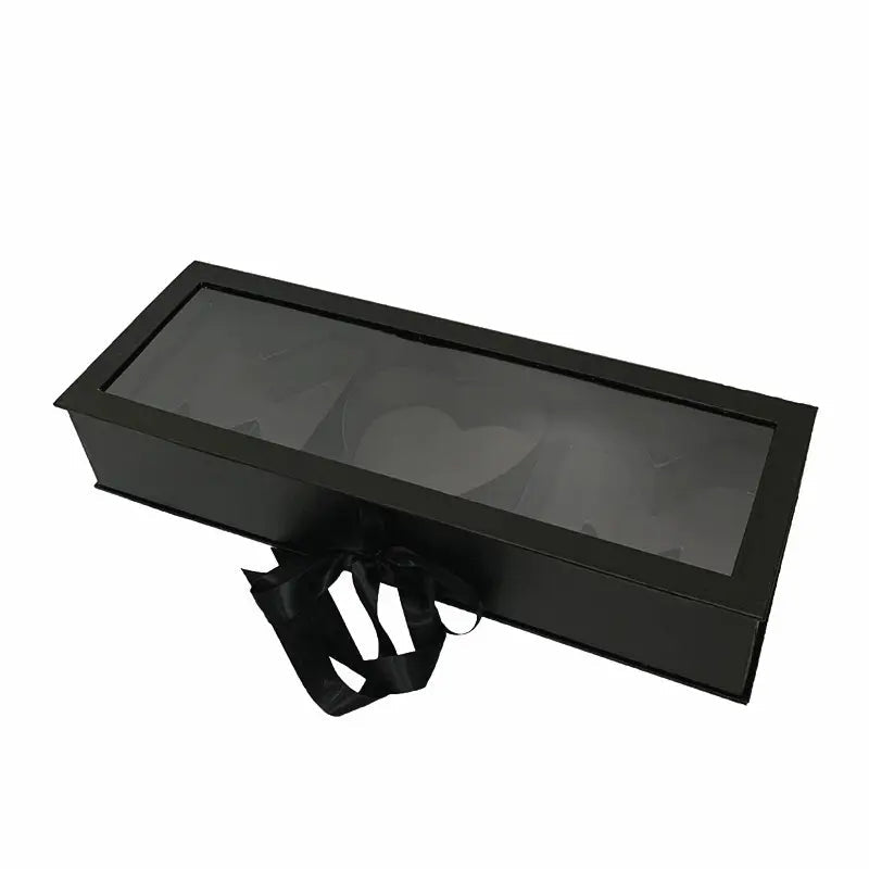 Fillable MOM Letters Rectangle Flower Gift Box with Clear Lid and Ribbon - Elegant Supply