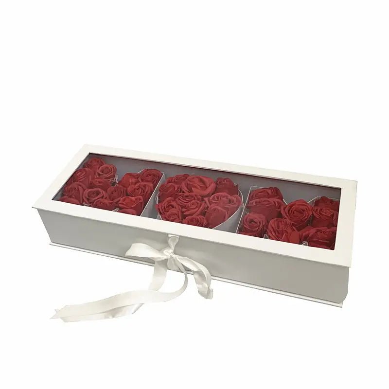 Fillable MOM Letters Rectangle Flower Gift Box with Clear Lid and Ribbon - Elegant Supply