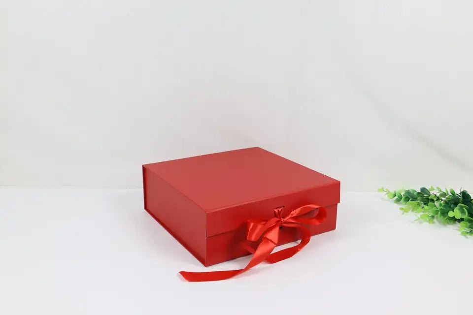 Folding Square Gift Box with Ribbon - Elegant Supply