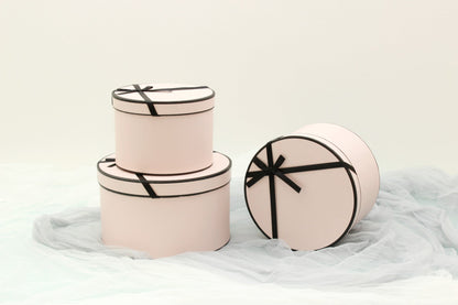 French Inspired Round Flower Gift Box with Ribbon - Elegant Supply