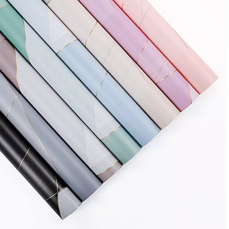 Gold Line Waterproof Flower Wrapping Paper (20 sheets/bag) - Elegant Supply