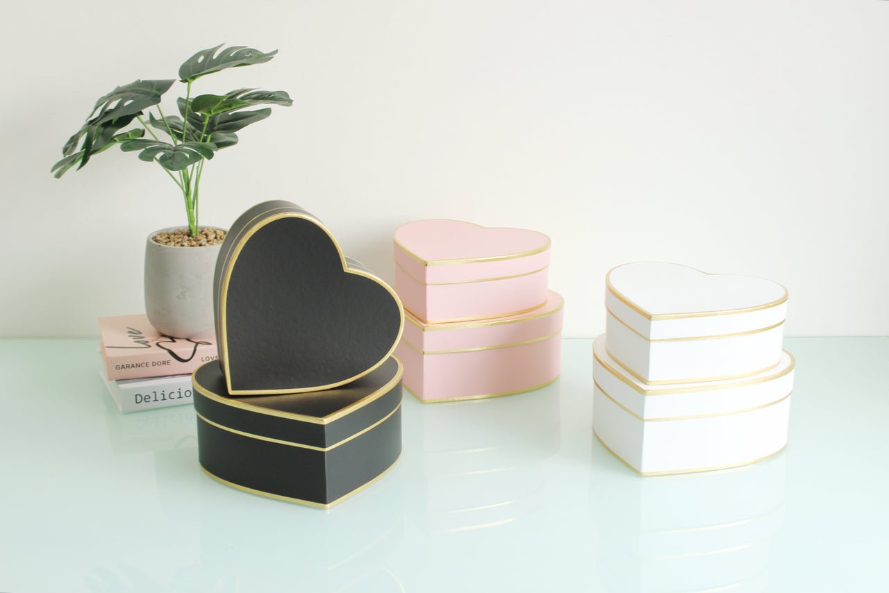 Gold Lines Heart Flower Box - Elegant Supply