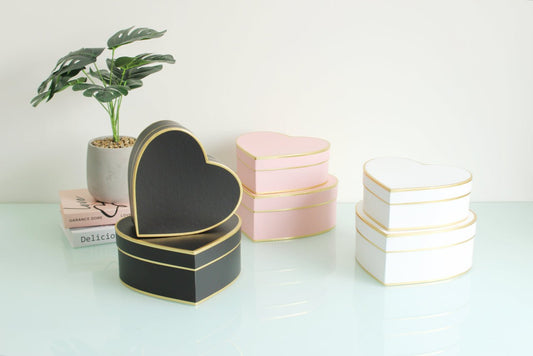 Gold Lines Heart Flower Box - Elegant Supply