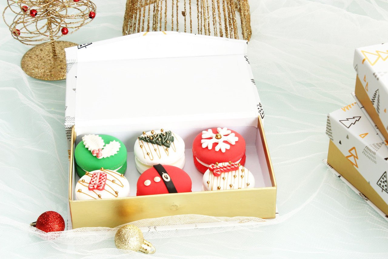 Gold Printed Holiday Pattern Flip Magnetic Box - Elegant Supply