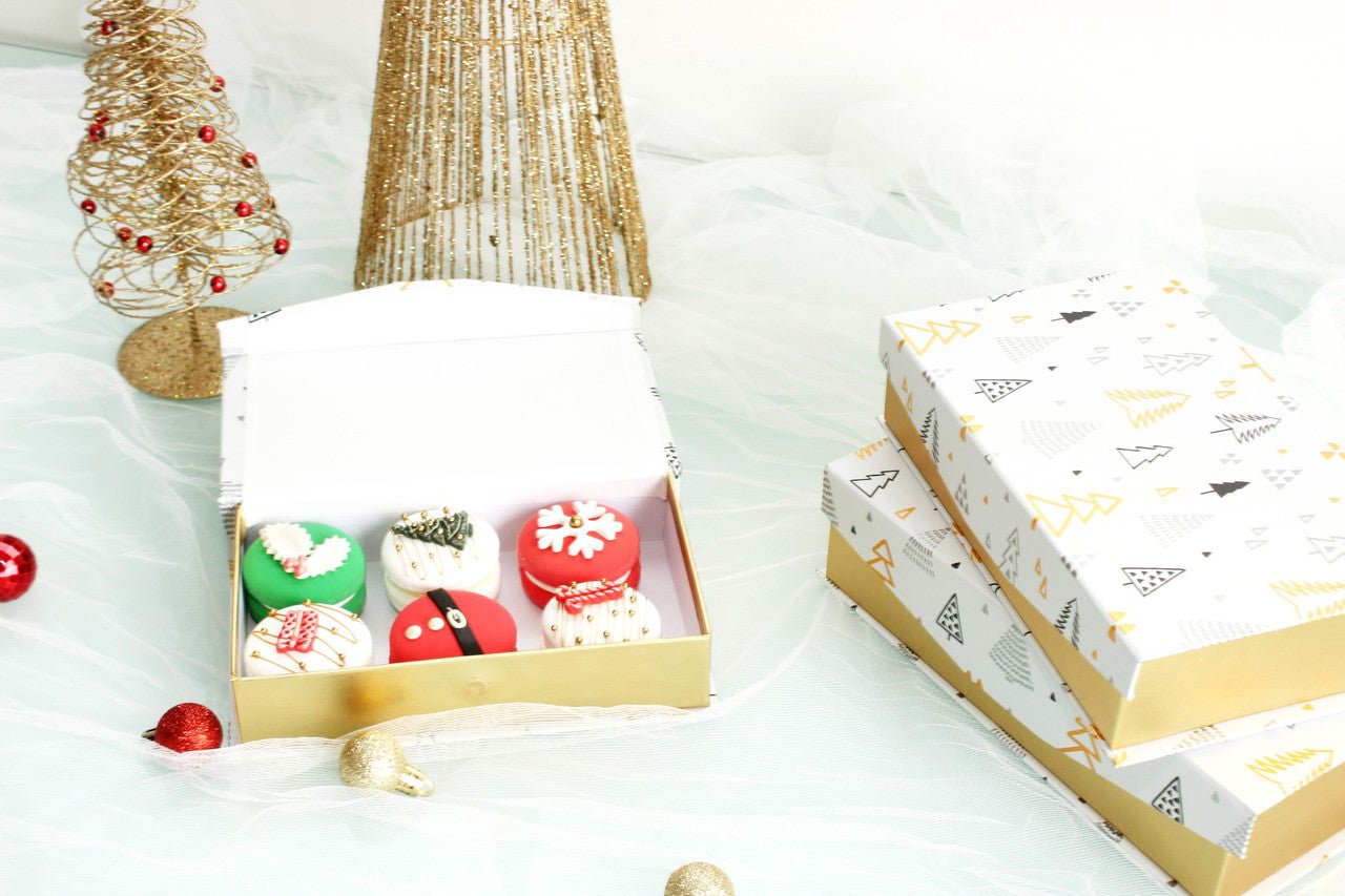 Gold Printed Holiday Pattern Flip Magnetic Box - Elegant Supply