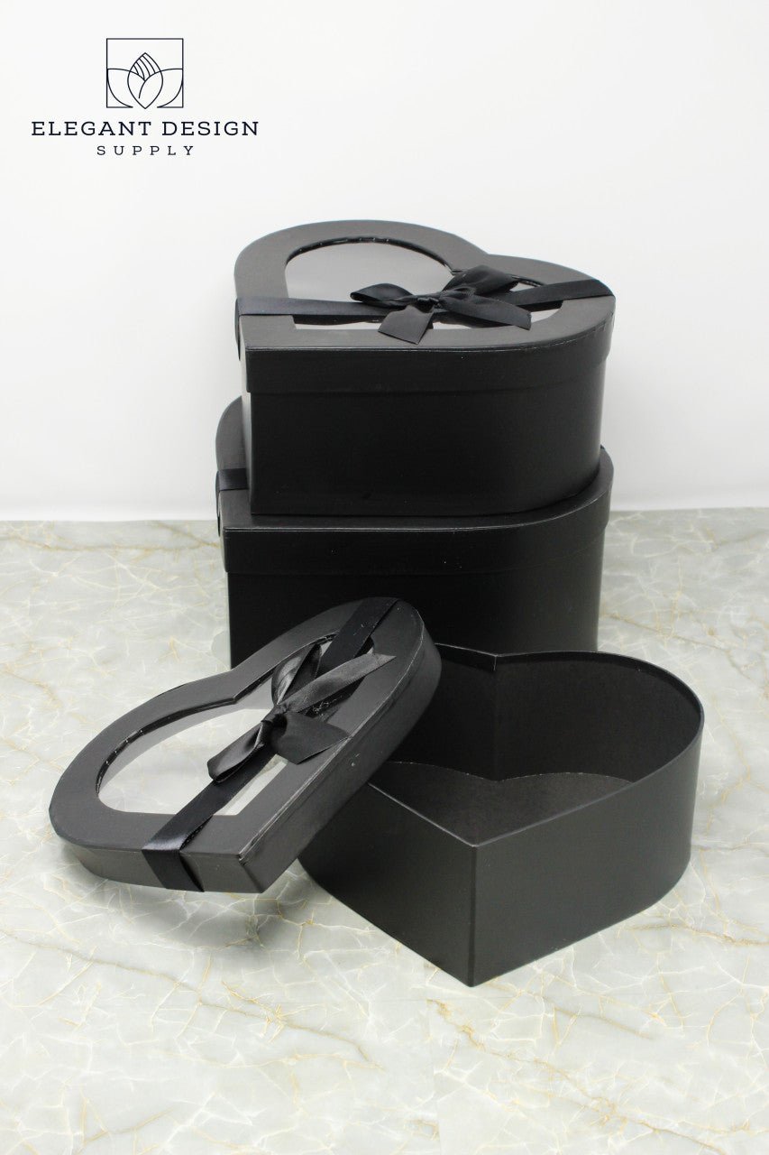 Heart Shaped Box with Ribbon and Clear Lid - Elegant Supply