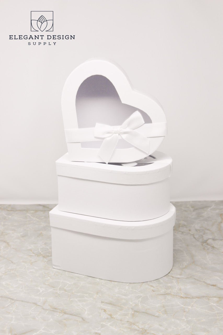 Heart Shaped Box with Ribbon and Clear Lid - Elegant Supply