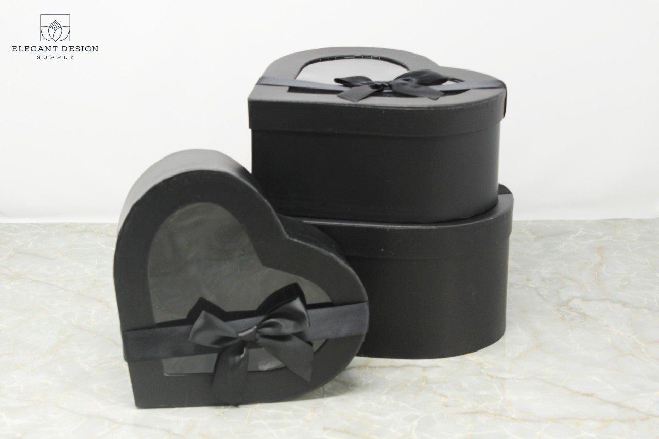 Heart Shaped Box with Ribbon and Clear Lid - Elegant Supply