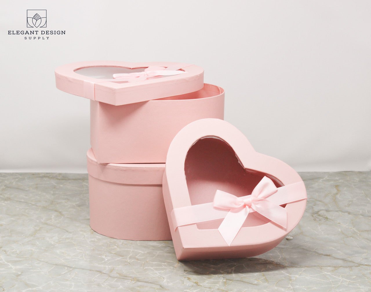 Heart Shaped Box with Ribbon and Clear Lid - Elegant Supply