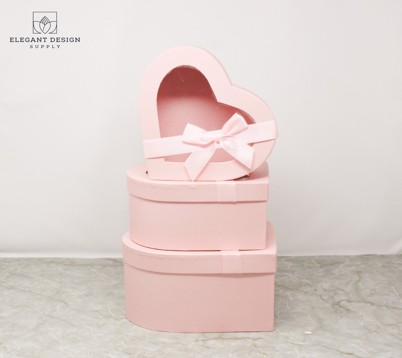 Heart Shaped Box with Ribbon and Clear Lid - Elegant Supply