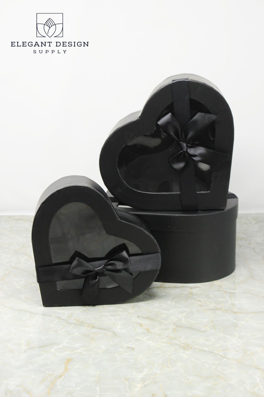 Heart Shaped Box with Ribbon and Clear Lid - Elegant Supply