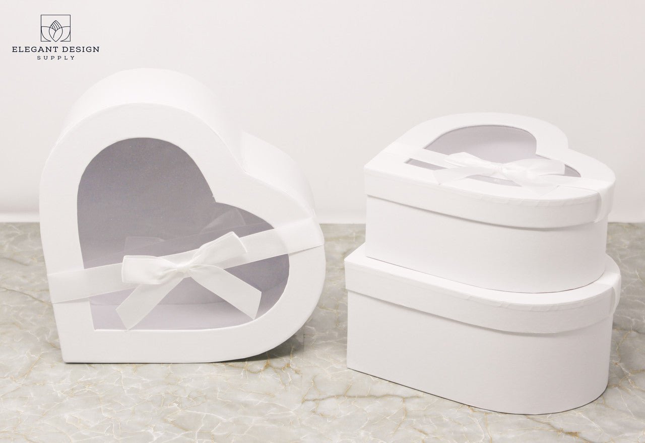 Heart Shaped Box with Ribbon and Clear Lid - Elegant Supply