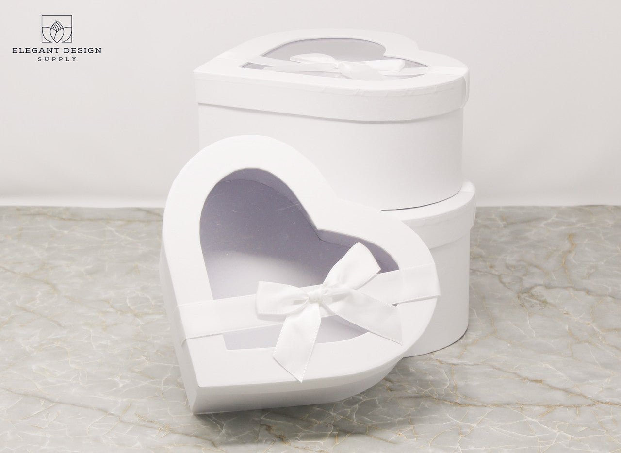 Heart Shaped Box with Ribbon and Clear Lid - Elegant Supply
