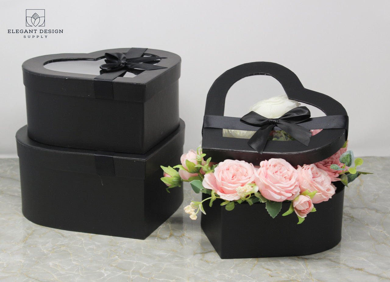 Heart Shaped Box with Ribbon and Clear Lid - Elegant Supply