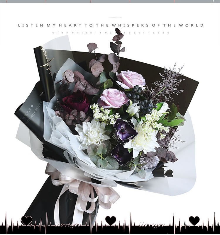 Heartbeat Patterns Waterproof Flower Wrapping Paper (20 sheets/bag) - Elegant Supply